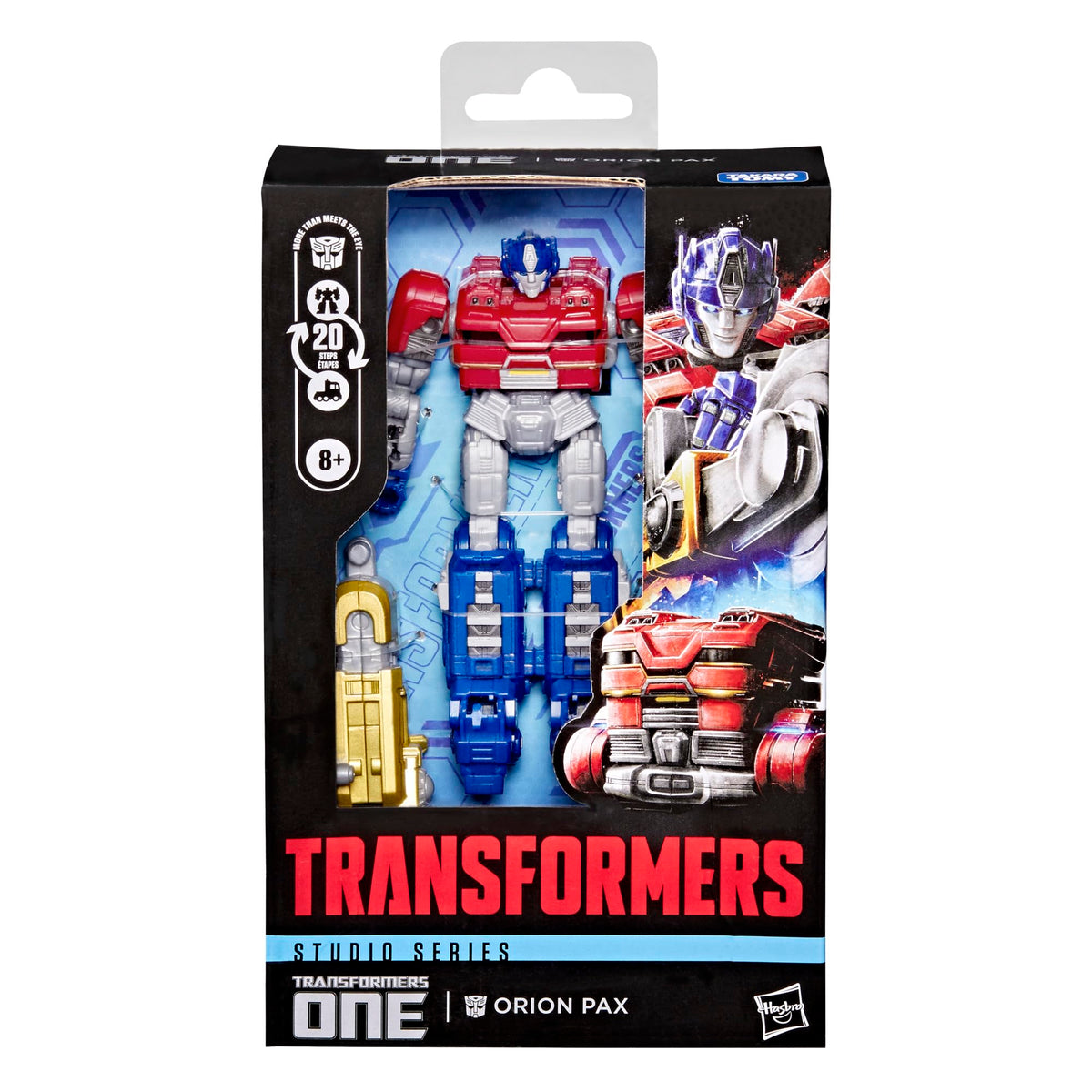 Transformers Orion Pax in vehicle mode showcases sleek alt-form for dynamic play.