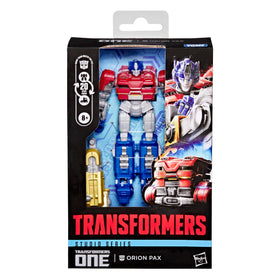 Transformers Orion Pax in vehicle mode showcases sleek alt-form for dynamic play.