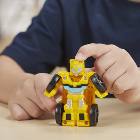 Transformers Rescue Bots Hot Shot mini bot racer in dual modes supports creative play.