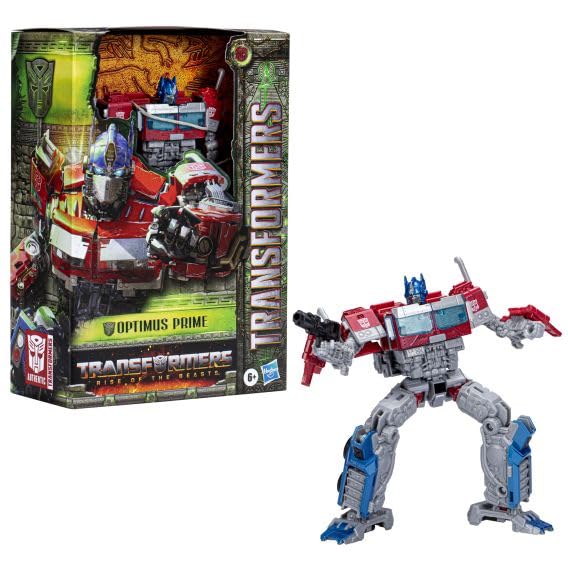 Transformers Rise of the Beasts Optimus Prime Voyager robot pose for dynamic play.