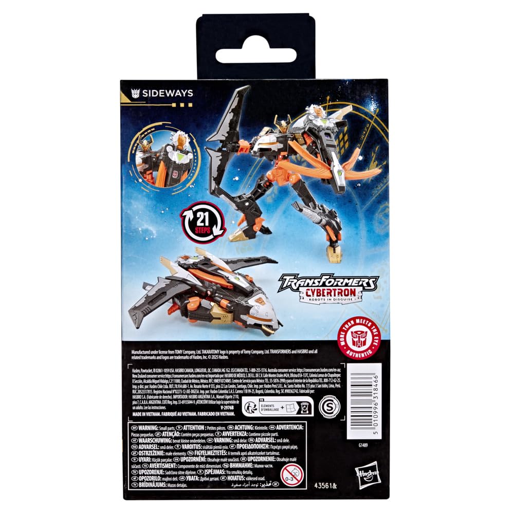Transformers Sideways Deluxe figure in jet form, ready for action poses.