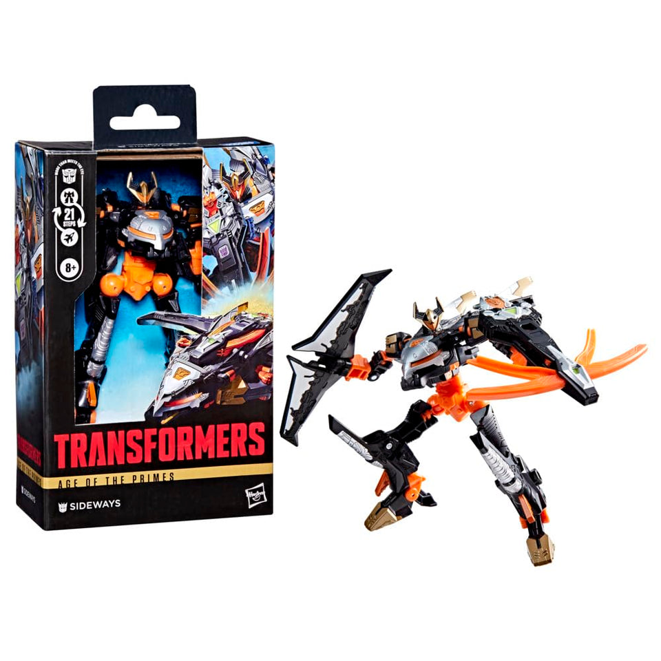 Transformers Sideways Deluxe figure in robot mode for display and imaginative play.