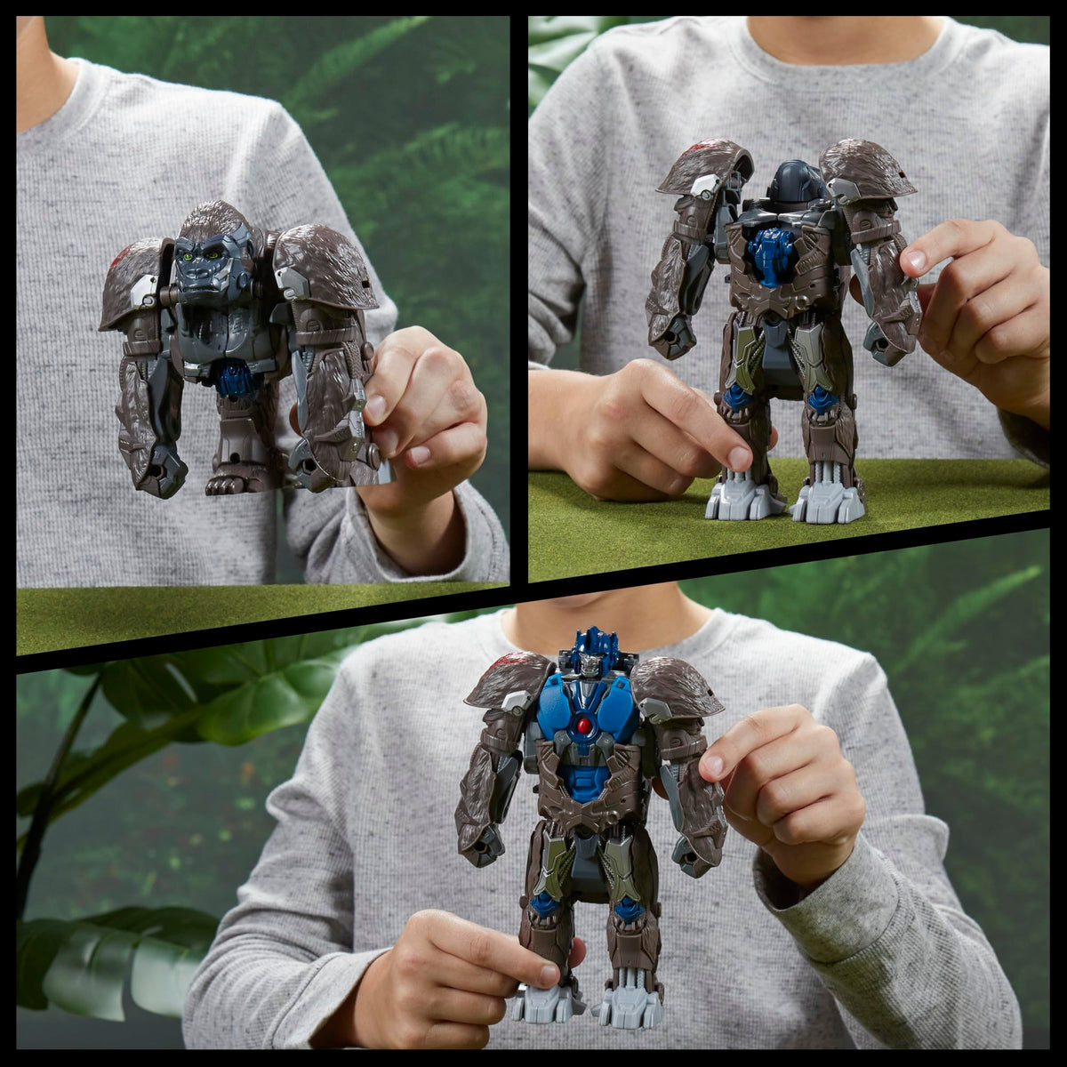 Transformers Smash Changers Optimus Primal conversion action demonstrates quick changes.