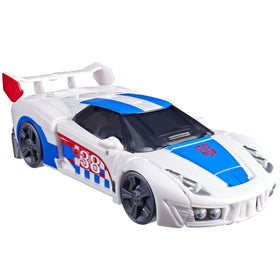 Transformers Smokescreen deluxe packaging and accessories for collectible display.