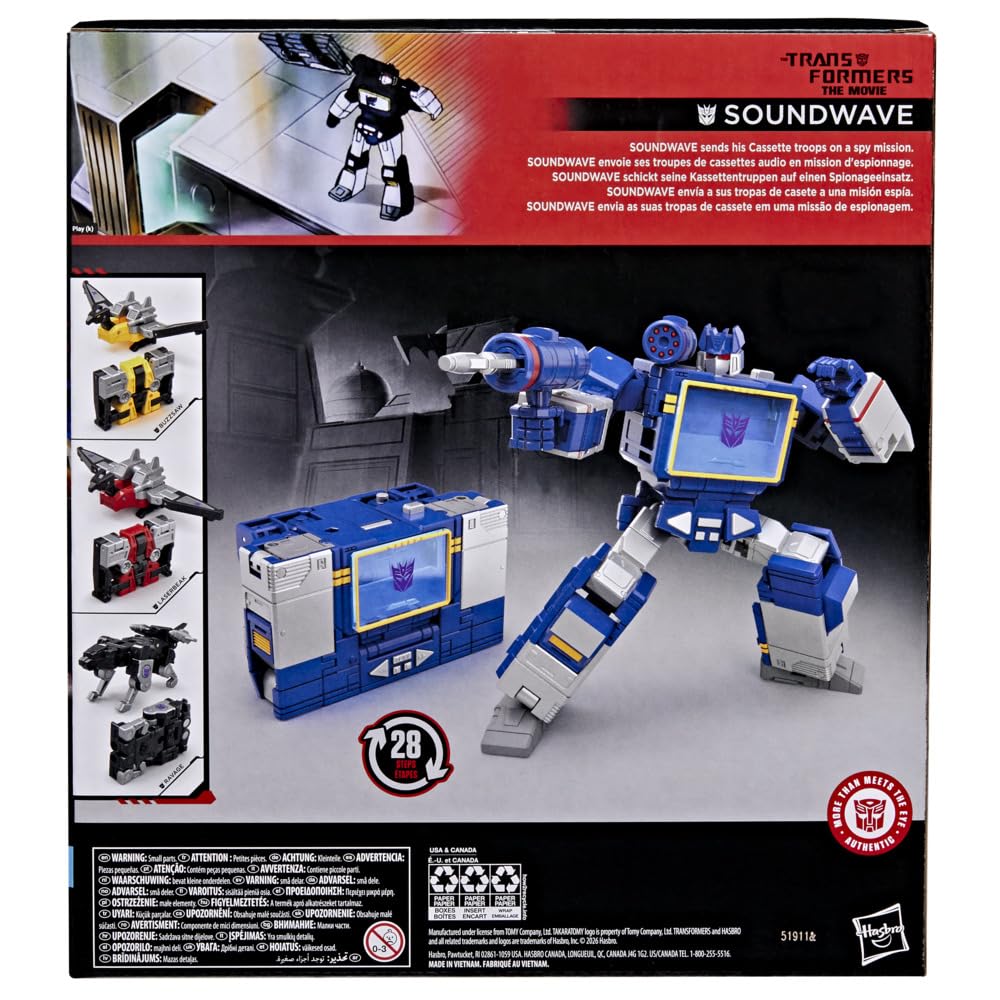 Transformers Soundwave Laserbeak cassette figure; versatile collectible with conversion detail.