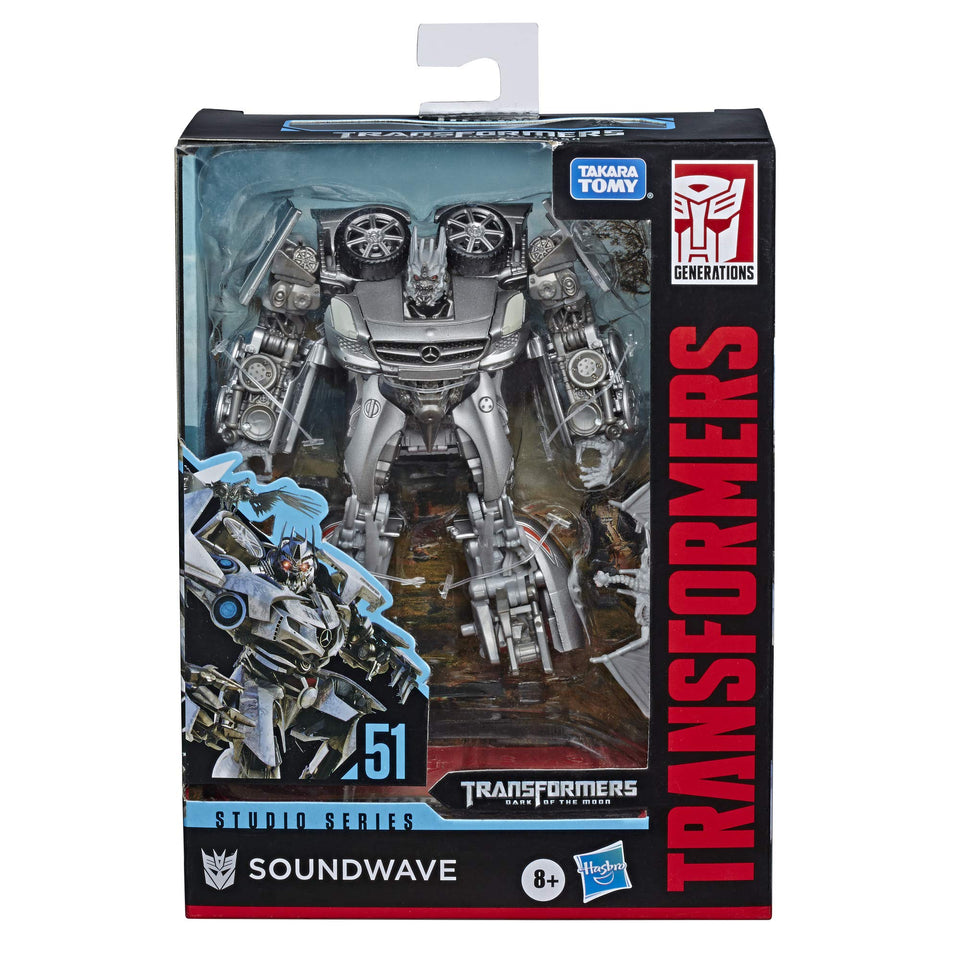 Transformers Studio Series 51 Soundwave in robot mode, ready for display with collectible detail.