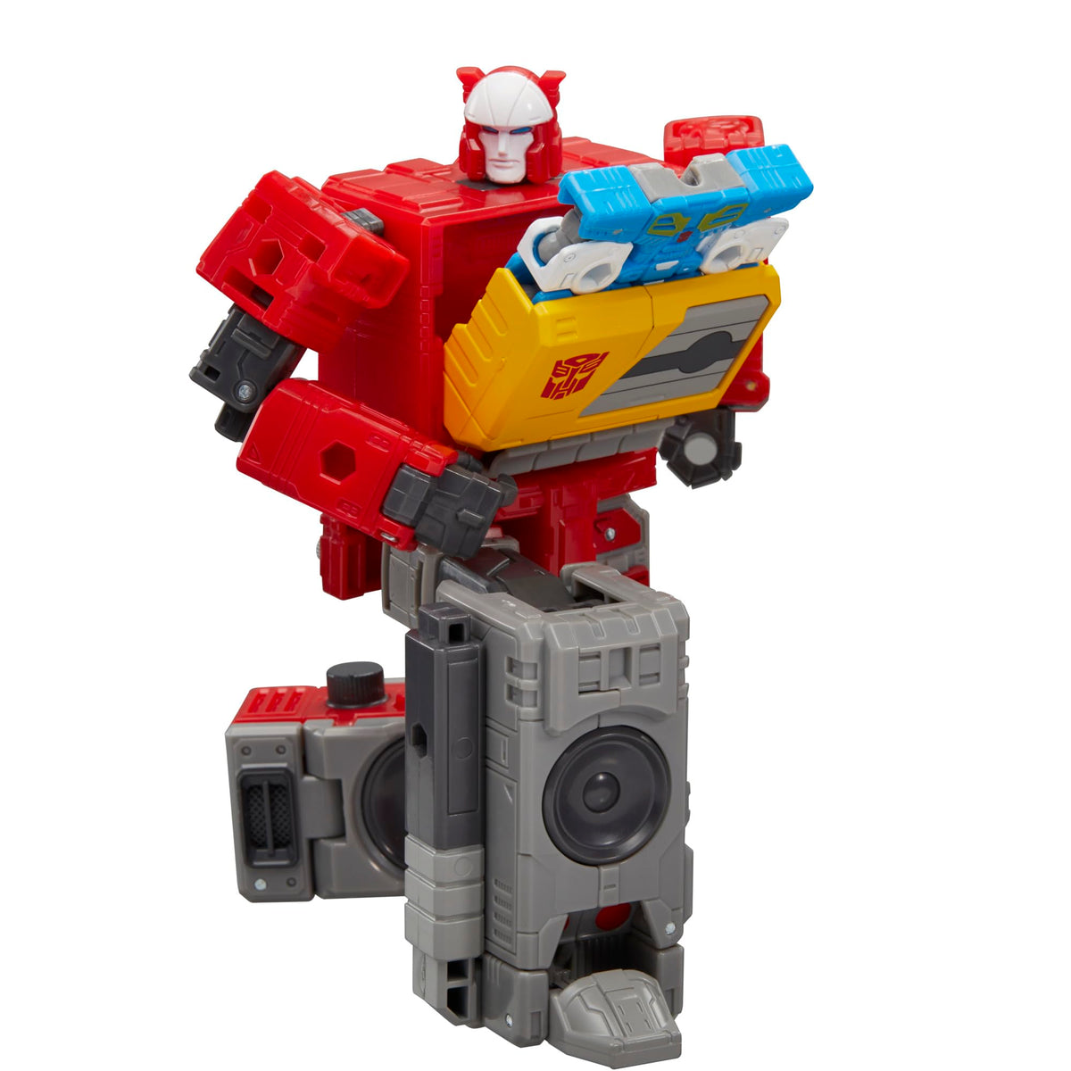 Transformers Studio Series Autobot Blaster in boombox mode with movie-inspired deco for display and play.