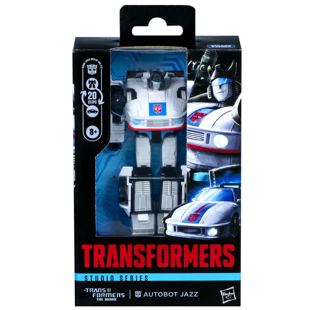 Transformers Studio Series Autobot Jazz with blaster accessory for play and display.