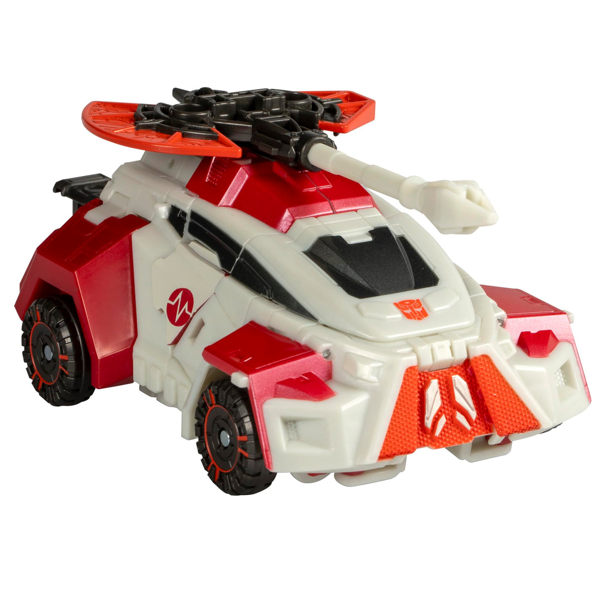 Ratchet with blaster and axe accessories supporting dynamic play and posing.