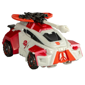Ratchet with blaster and axe accessories supporting dynamic play and posing.