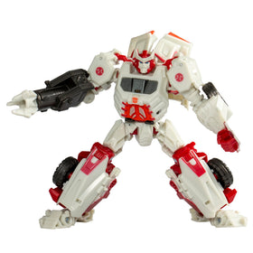 Transformers Studio Series Gamer Edition Ratchet in robot mode with game-inspired details, ideal for display.