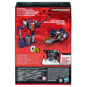 Starscream backdrop with Fuel of War scene enhances display and storytelling.
