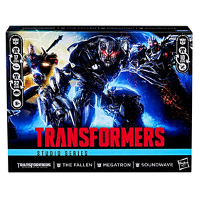 Transformers Studio Series The Fallen accessories with staff and mask for enhanced display.