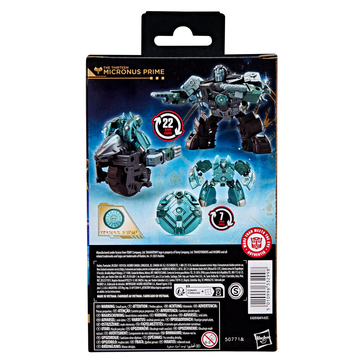 Transformers The Thirteen Micronus Prime articulated for display and play.
