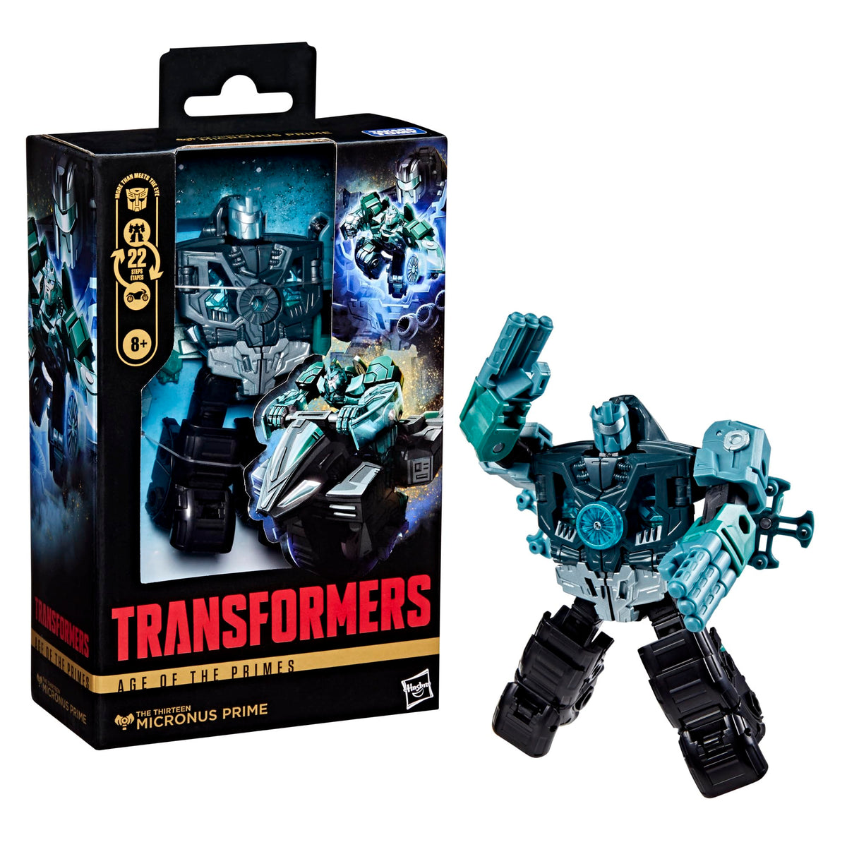 Transformers The Thirteen Micronus Prime Chimera Stone accessory converts to a mini figure.
