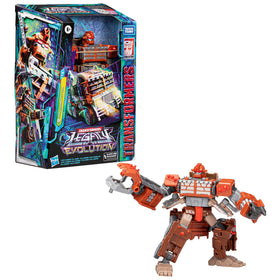 Transformers Trashmaster packaging highlights Evo-Fusion compatibility for armor fusion.