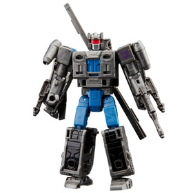 Transformers Vortex with three blaster accessories attached in both modes.