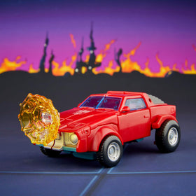 Transformers Windcharger blaster accessory attached in robot mode for play.