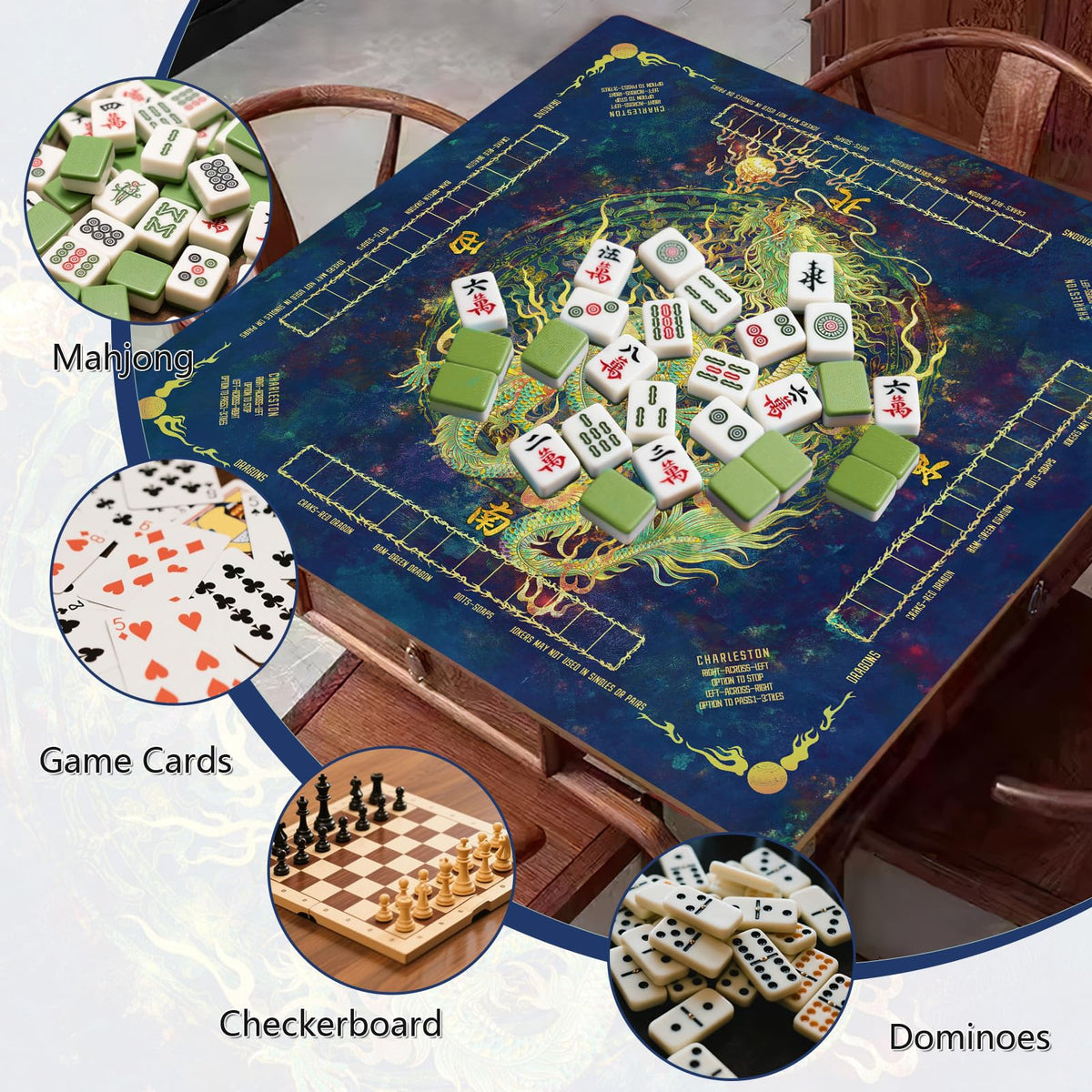 Tratizari Mahjong Mat flat, spacious playing surface for mahjong and more.