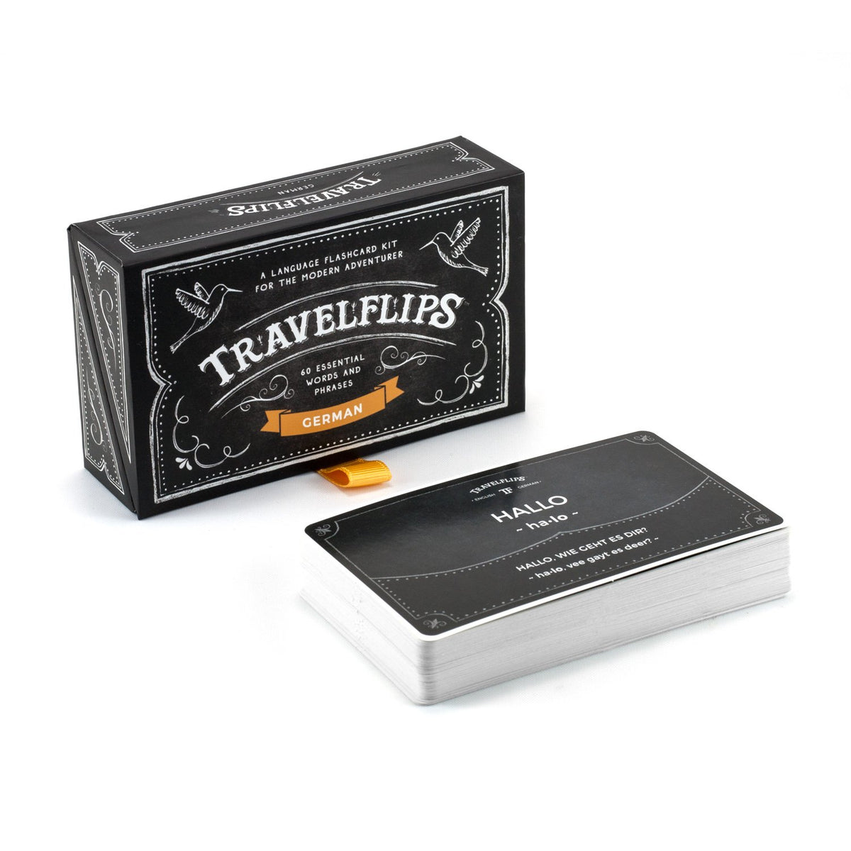 Travelflips German Flash Cards front-side for quick travel reference.