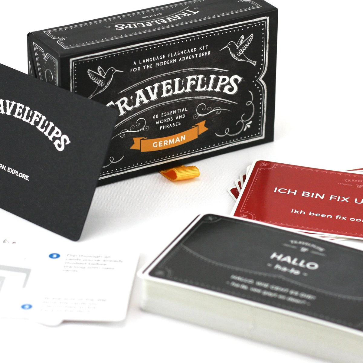 Travelflips German Flash Cards on-the-go practice fits in bags.