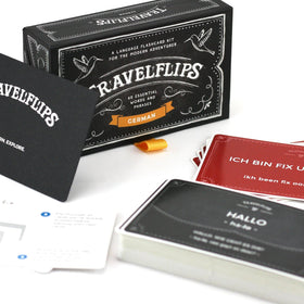 Travelflips German Flash Cards on-the-go practice fits in bags.