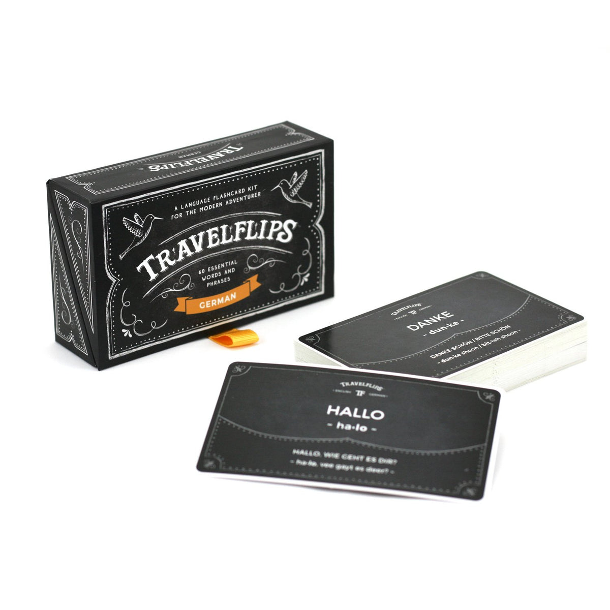 Travelflips German Flash Cards phonetics show pronunciation for beginners.