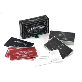Travelflips Italian Flashcards durable materials and a sturdy box for daily study.
