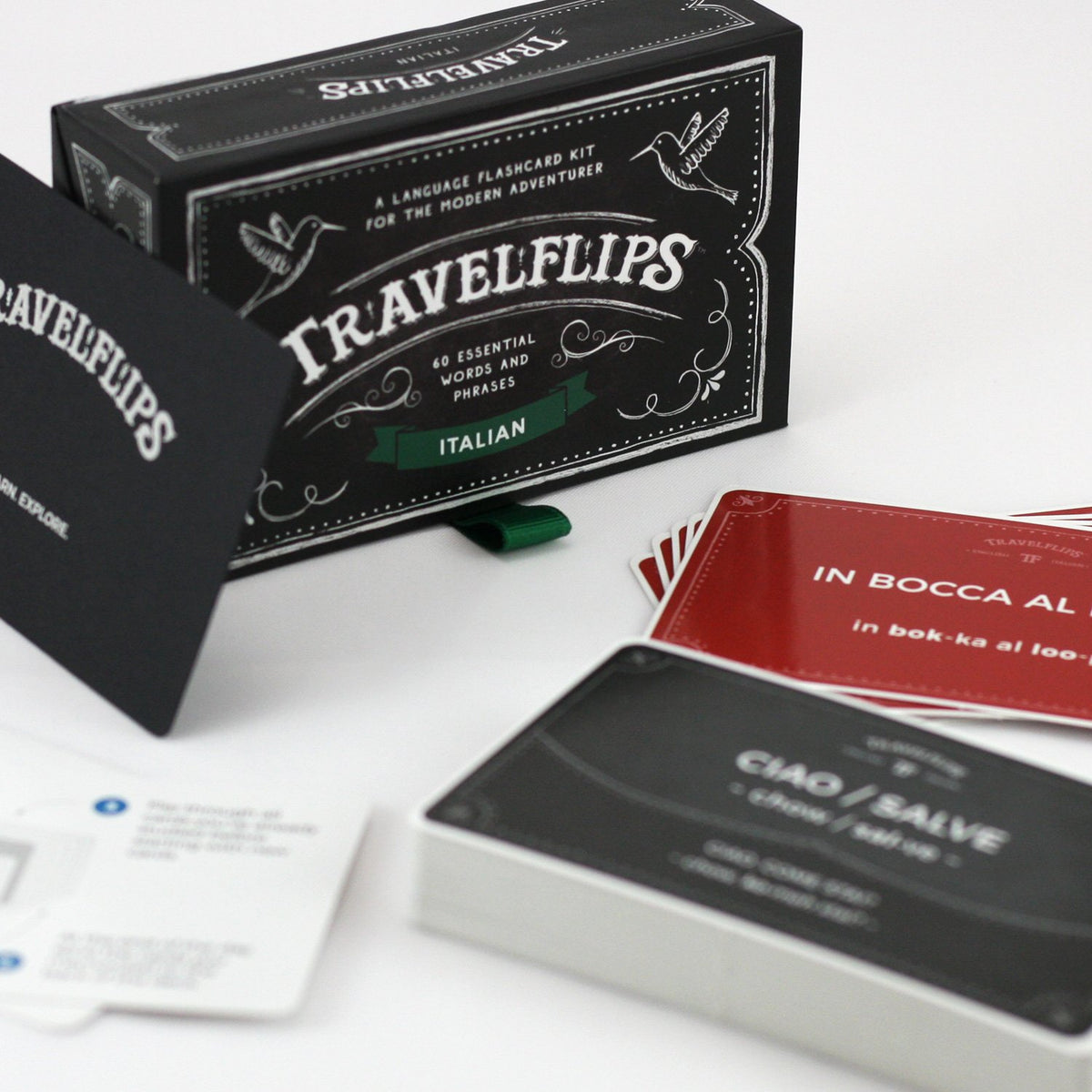 Travelflips Italian Flashcards gift-ready packaging makes a thoughtful travel gift.