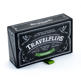 Gift-ready Travelflips Japanese flash cards in a portable box