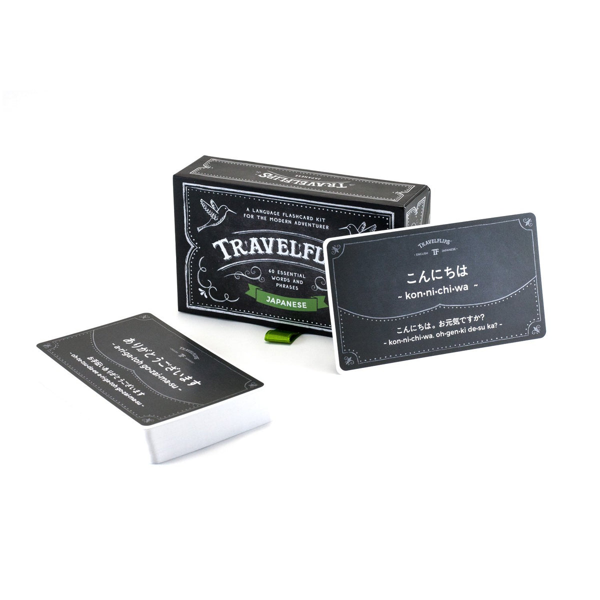 Travelflips cards with phonetic pronunciation and translations for quick learning