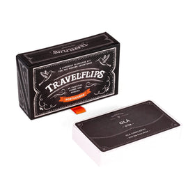 Travelflips Portuguese flash cards pack front showing basic phrases for beginners