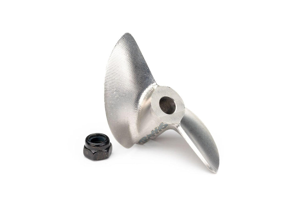 Traxxas 5733R steel propeller 42x59mm for Spartan and DCB-M41 boats; durable propulsion.