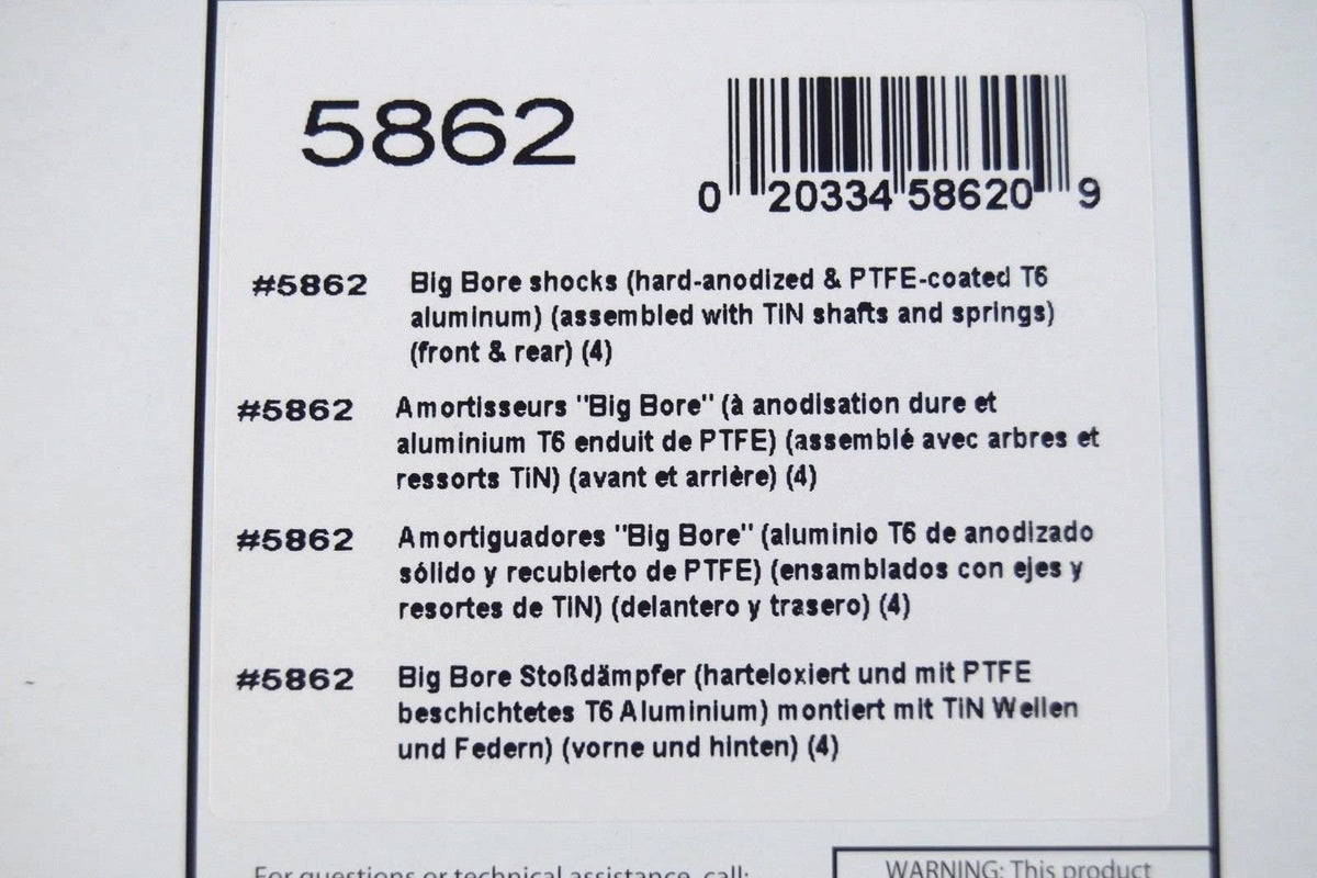 Traxxas 5862 shock with TiN shafts and PTFE bores for smooth damping