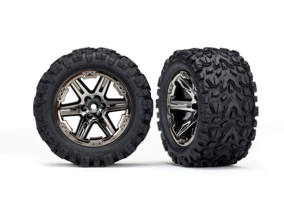 Traxxas 6773X Talon Extreme tires on RXT wheels deliver rugged off-road grip for Rustler 4x4