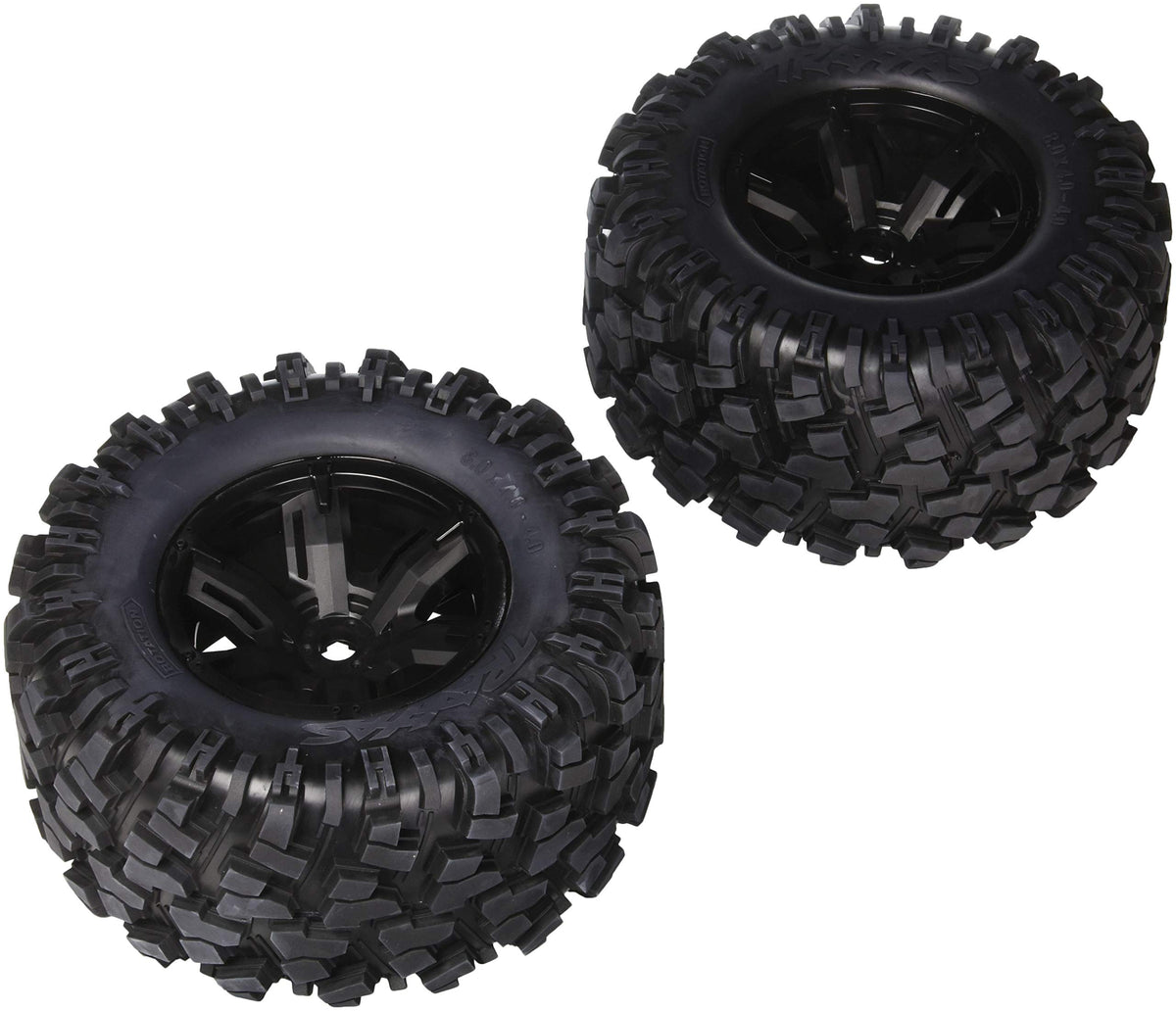 Traxxas 7772X X-Maxx wheels with pre-glued tires for high-traction 8S-scale performance.