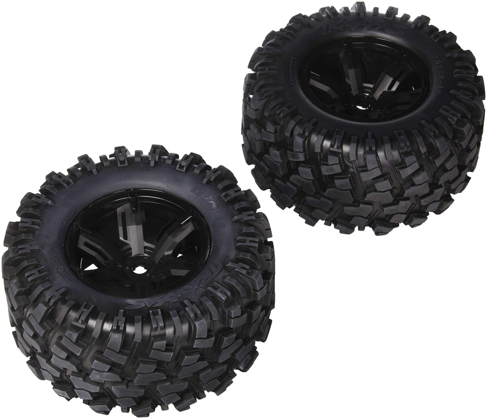 Traxxas 7772X X-Maxx wheels with pre-glued tires for high-traction 8S-scale performance.
