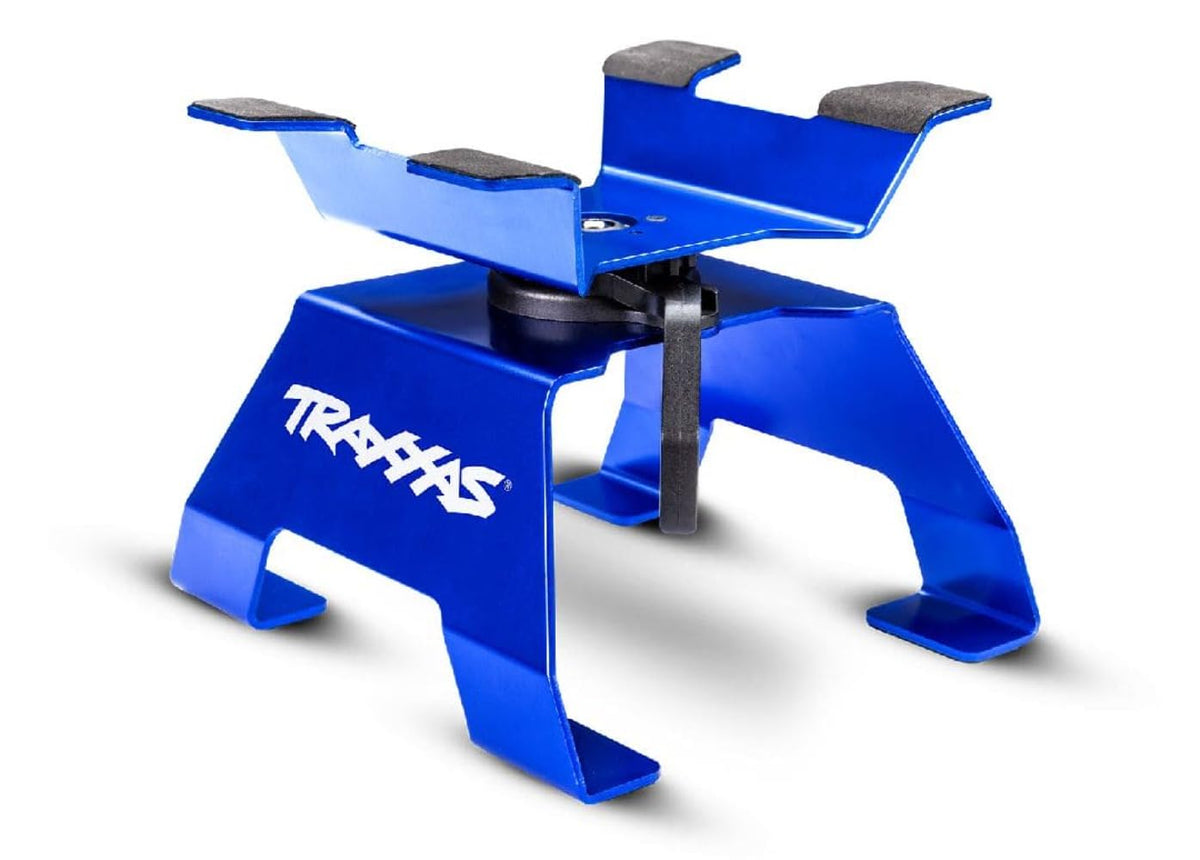 Traxxas 8796 blue RC stand with aluminum build for stable maintenance