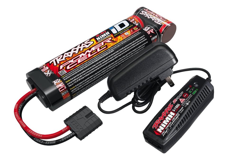 Traxxas complete battery/charger pack with 8.4V 3000mAh NiMH for fast, reliable RC run times