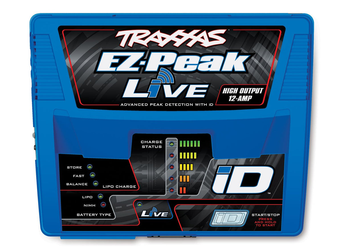 Traxxas EZ-Peak Live app on mobile connects via Bluetooth for remote monitoring.