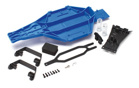Traxxas Low-CG blue chassis for Slash enhances stability and lowers weight distribution