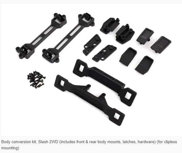 Traxxas Slash 2WD body conversion kit rear clipless mount enables stable, tool-friendly mounting.