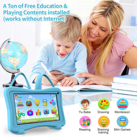 Trayoo 7 blue parental control menu showing kid-safe browsing options.
