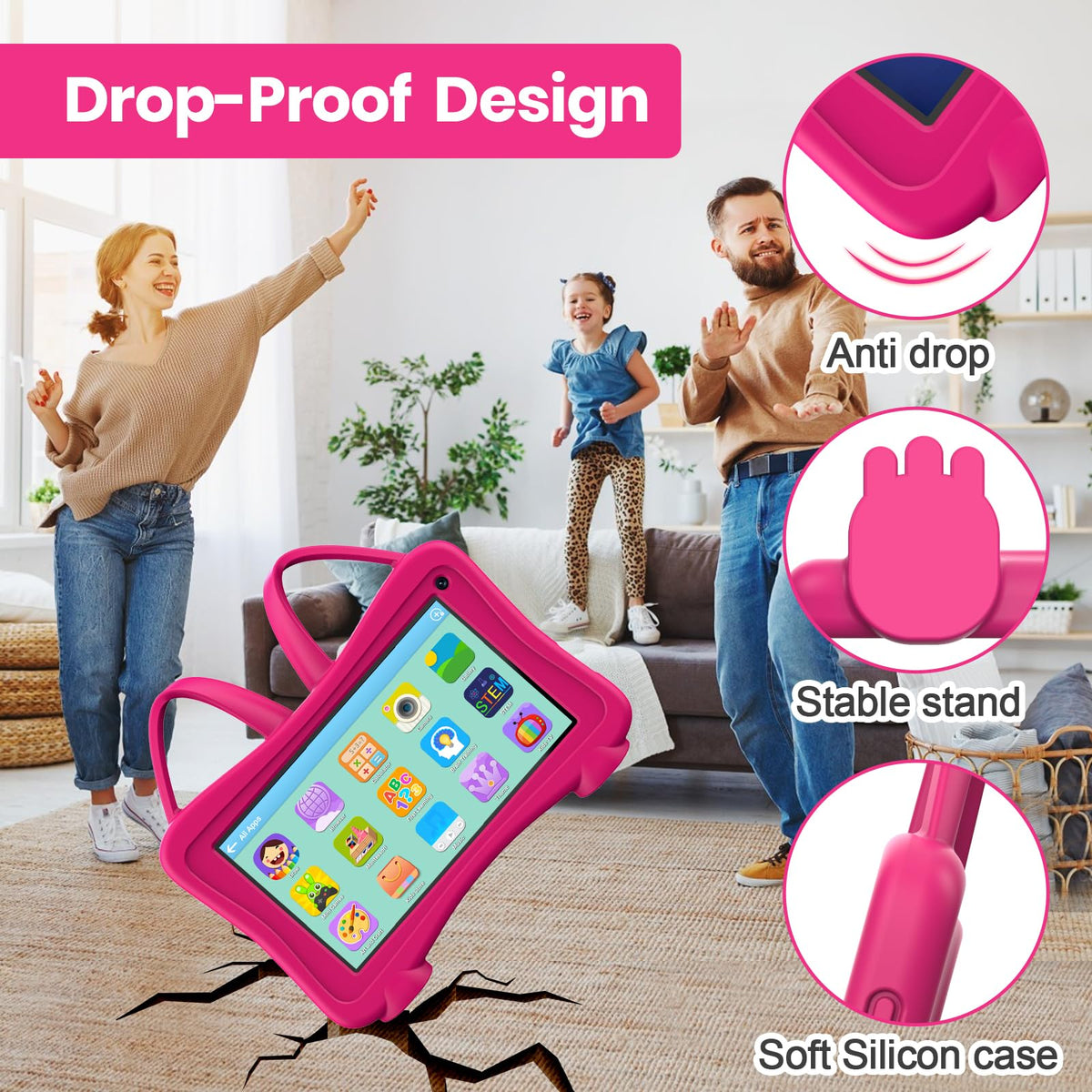 Trayoo 7-inch Rose tablet dual cameras for photos and video calls