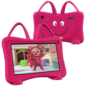 Trayoo 7-inch Rose kids tablet front view highlighting the vivid display for learning
