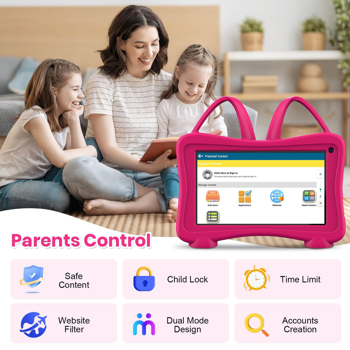 Trayoo 7-inch Rose tablet in protective case for everyday use