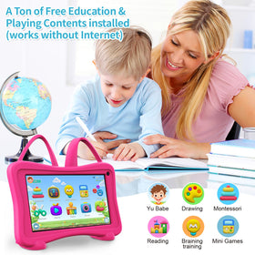 Trayoo 7-inch Rose tablet with parental control screen for safe learning