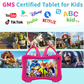 Trayoo 7-inch Rose kids tablet rear view showing durability and camera layout