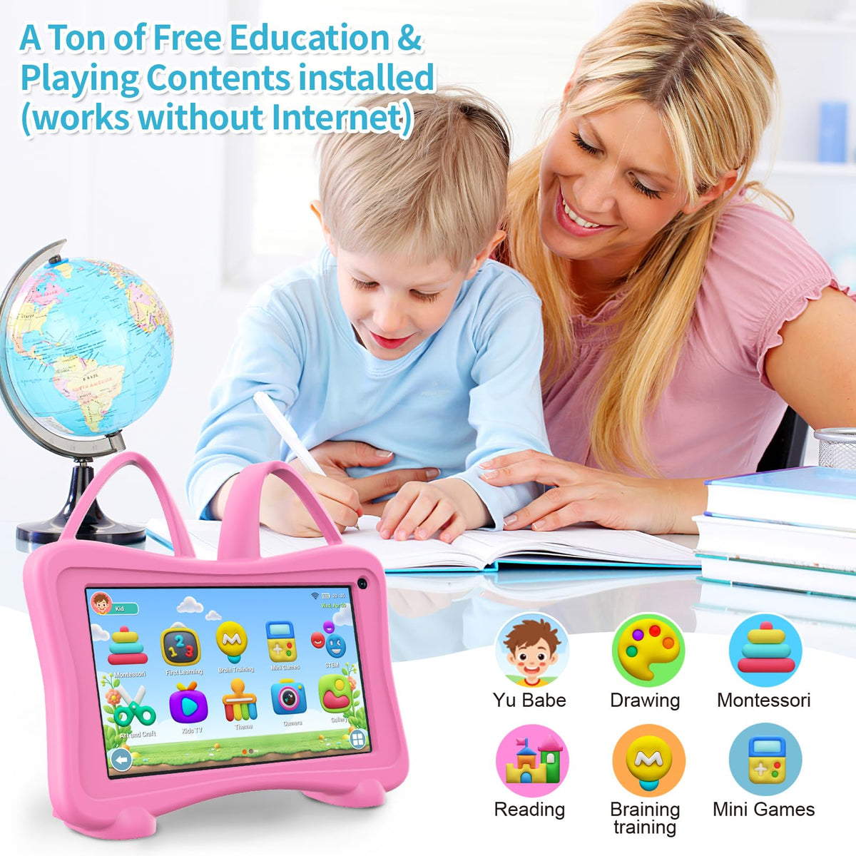 Trayoo Kids Tablet with protective case during playtime