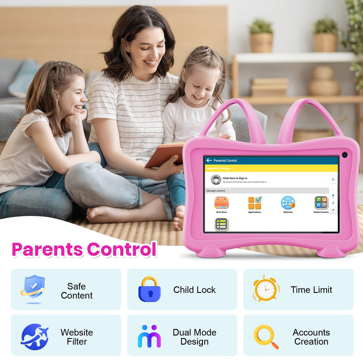 Trayoo Kids Tablet connected via WiFi and Bluetooth for streaming